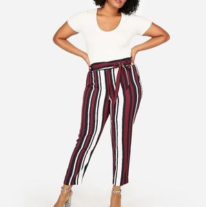 Express High Waisted Striped Sash Tie Ankle Pants